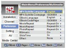 Stisknutím tlačítka "UP" nebo "DOWN" pro zvýraznění kurzoru požadované položky a následným stisknutím tlačítka "OK" vstoupíte do podmenu. 4. Pro ukončení stiskněte tlačítko "EXIT".