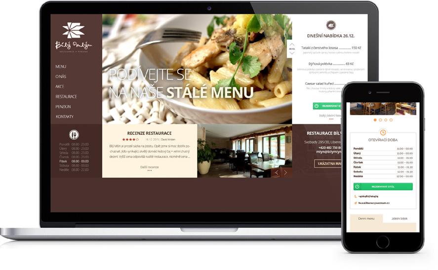 Webové stránky Responzivní web vaší restaurace Jednoduchá, uživatelsky příjemná a funkční šablona webových stránek pro vaší restauraci.
