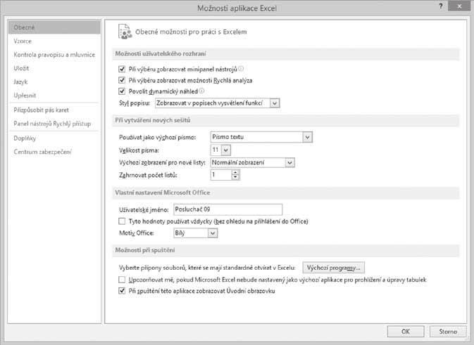 1 Nastavení programu 1.1 Možnosti práce programu Program Excel umožňuje nastavit různé způsoby, jak s ním pracovat. Pro nastavení přejdete na kartu Soubor a vlevo dole klepnete na příkaz Možnosti.