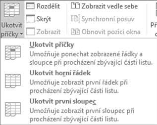 Ukotvení se ukládá společně se sešitem. Zrušíte jej klepnutím na tlačítko Ukotvit příčky a zadáním příkazu Uvolnit příčky.