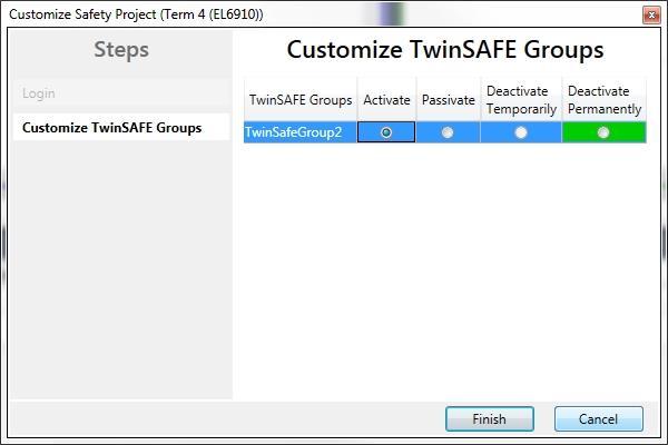 EL6910 a EJ6910 Customize TwinSAFE Group Přehledná struktura Safety Projektu Možnost Customize Variabilní struktura stroje TwinSAFE Group lze: Aktivovat