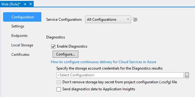 Azure Cloud Services Diagnostics & RDP Enable