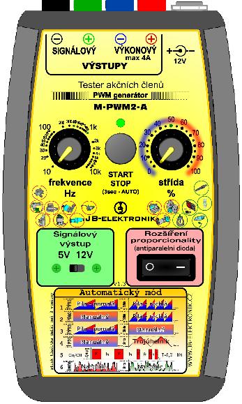 Typ Popis M-PWM2-A Tester pro paralelní diagnostiku. PWM generátor 10Hz 10kHz, střída 0 100%.