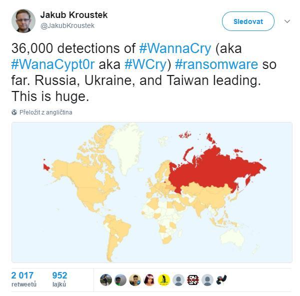 Největší vyděračský útok v historii: WannaCry NHS, Telefónica, Honda.