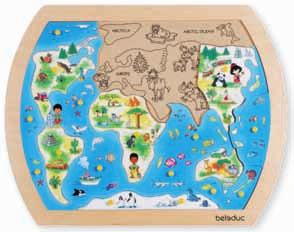 světa obsahuje 92 dřevěných dílků puzzle, kde