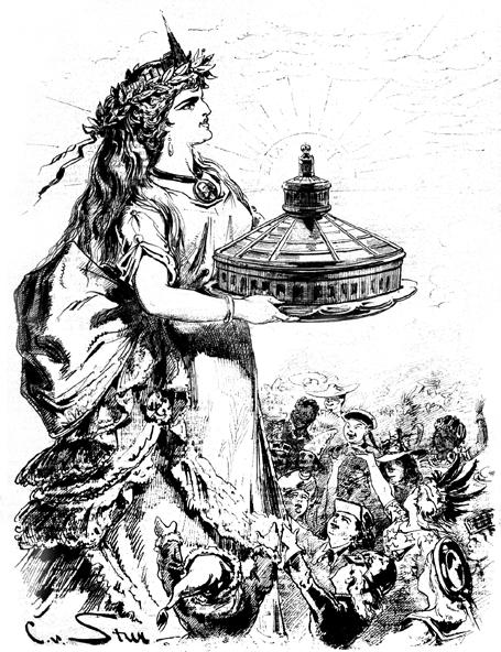 262 Podnikatel šlechticem Alegorie města Vídně s Rotundou karikatura, publikovaná v humoristickém magazínu Die Bombe 1. 5. 1873 (www.anno.onb.ac.at) lionu zlatých.
