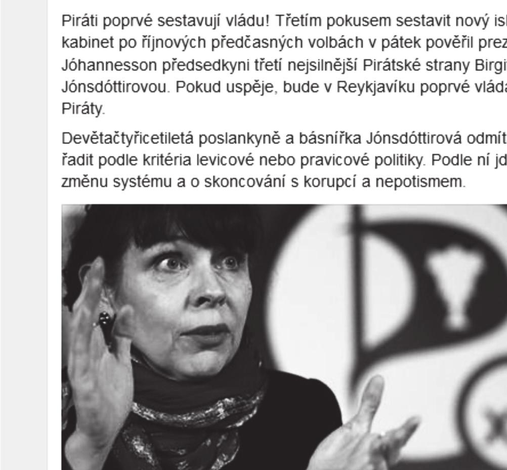 Pozorujte facebookový status předsedy jedné politické strany (převzal formulaci novinek.