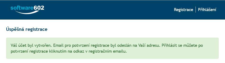 Tím je registrace hotová.
