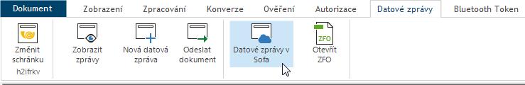 5.7. Načtení zprávy ze Sofa Další možnost (pokud máte příslušná práva) nabízí načítání zpráv z úložiště Sofa.