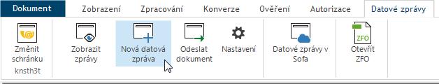 Po stisku tlačítka se otevře lokální nabídka s položkami Podepsanou zprávu ve formátu ZFO a Podepsanou dodejku ve formátu ZFO.