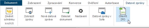 5.6. Načtení uložené datové zprávy Do okna aplikace Signer můžete načíst datovou zprávu uloženou do souboru ve formátu ZFO na některý z dostupných disků.
