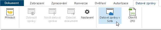 5.7. Načtení zprávy ze Sofa Další možnost (pokud máte příslušná práva) nabízí načítání zpráv z úložiště Sofa.