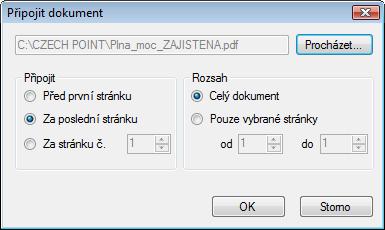 Před přidáváním nebo odebíráním stránek budou z dokumentu odstraněny všechny stávající elektronické podpisy. Stiskem tlačítka Ano v dialogu s upozorněním na tuto skutečnost potvrďte svůj souhlas.