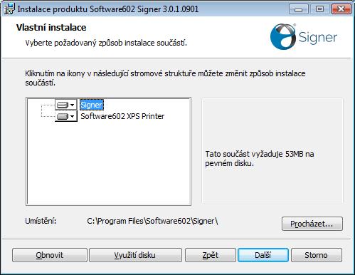 Ve třetím dialogu máte možnost si zvolit typ instalace.