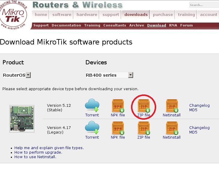 3.4 Update Router OS Vzhledem k nestabilní verzi MikroTik OS 5.4 jsem musel nainstalovat novou verzi. Postup instalace nove verze. Ze stránek www.mikrotik.com/download.
