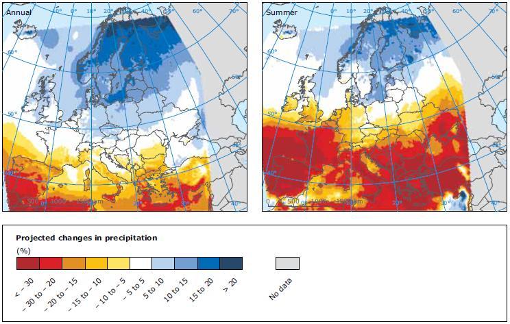 2100 Zdroj: (EEA, 2012) Obrázek 3 Předpokládané změny