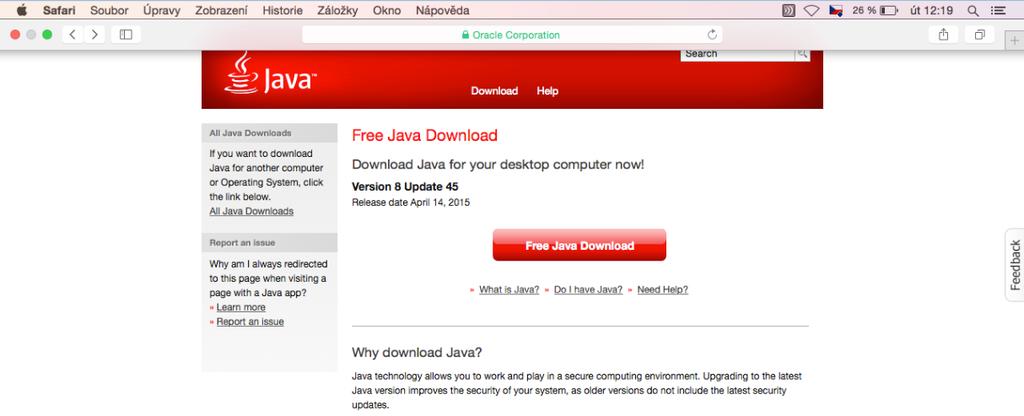 4 Instalace Java Tato kapitola platí pouze pro prohlížeč