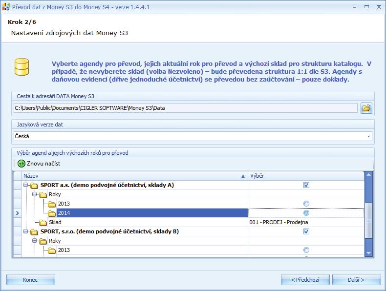 Data Money S3 převodní můstek jen načítá, proto vzhledem k rychlosti převodu doporučujeme, aby se celý proces odehrával na jednom počítači. POZOR: Money S4 není určené pro vedení daňové evidence.
