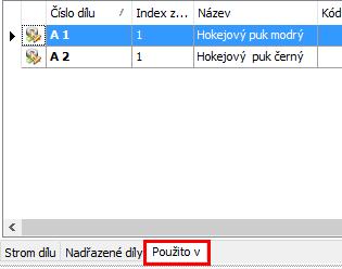 2 Standardní díl z typového Z typového dílu (Hokejový puk) založené Standardní díly z typového (Hokejový puk modrý; Hokejový puk