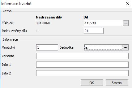 Přidávat je možno vždy pouze do 2. úrovně stromu (na obr. položky 301 0070 a 301 1010) a označen tedy musí být vrchní díl (301 0000).