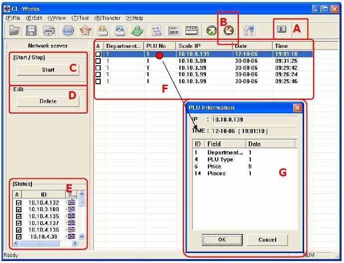 12. Net Server 12.1. Popis programu Net Server Program Net Server vám umožňuje připojit další váhy do sítě pro editaci dat PLU přímo na váze. Program odesílá data do všech vah v seznamu. 12.2. Obsah programu Net Server Obsah programu Net Server je stejný jako na obrázku 12-1.