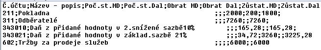 Sloupec s číslem účtu je v souboru
