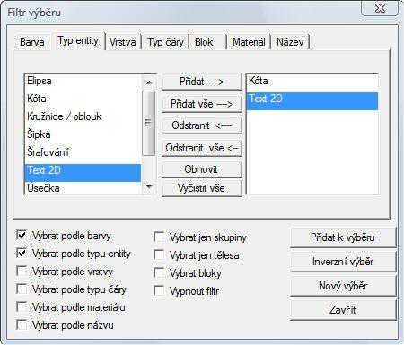 Vyrovnání objektů; Filtr výběru U DesignCADu veze 13 bych zmínil snad tyto dvě a vylepšené příkazy.