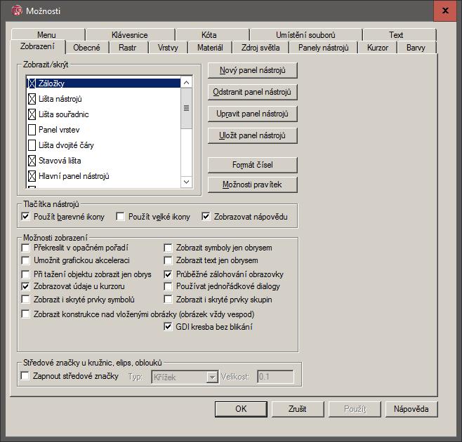 GDI kresba bez blikání; Import souborů SKP Do panelu Možnosti / Zobrazení (Options / View) byla přidána nová volba GDI kresba bez blikání (Flicker-Free GDI Draw).