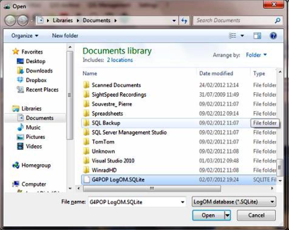 Otevření databáze Vyberte databázi ze seznamu a klepněte na tlačítko OK.