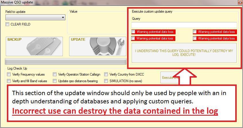 klikněte na tlačítko "Execute Checks ". 3. zavřete okno "Massive QSO update". 4.