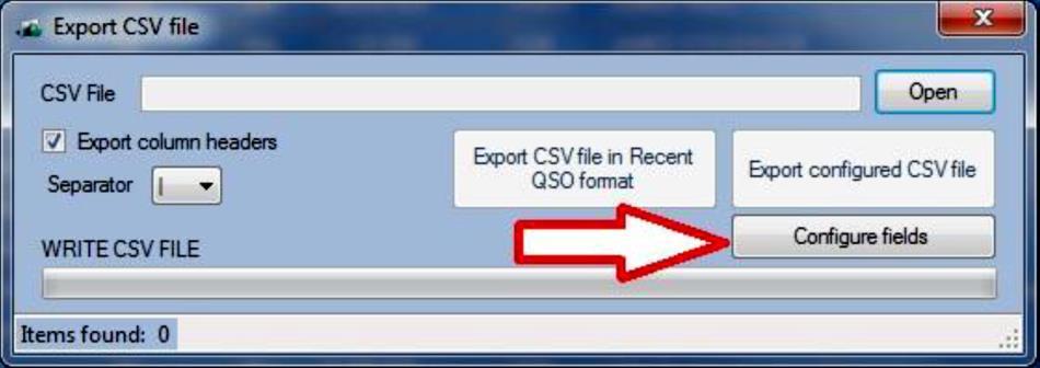 klikněte na tlačítko "Configure fields" pro konfigurování polí.