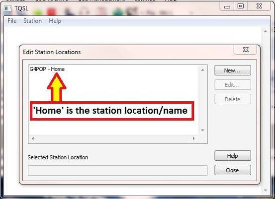 Důležitá poznámka: Místo "Station Location" nebo "Název" naleznete v okně TrustedQSL TQSL