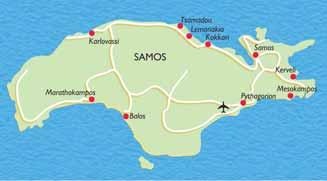 Samos - ostrov Pythagorův Letecké zájezdy na 10 a 11 nocí SAMOS JE OSTROV OPŘEDENÝ LEGENDAMI.