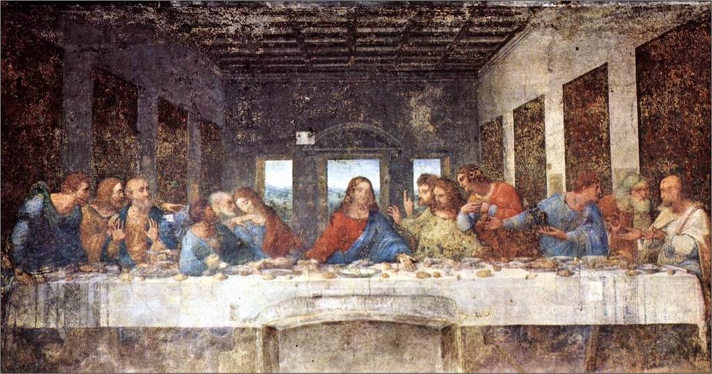 Leonardo da Vinci Leonardo da Vinci: Večeře Páně, freska; Miláno, klášter Santa Maria delle Grazie.
