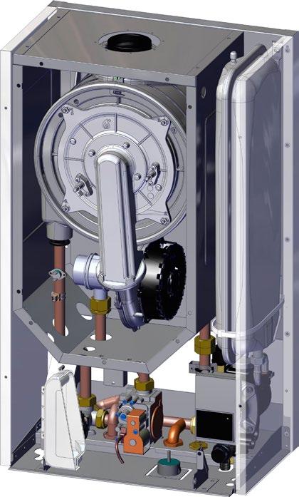THERM KDN, KDZN, KDCN THERM KDZN - kondenzační kotel pro vytápění a přípravu teplé vody v externím zásobníku, provedení turbo - Kondenzační těleso - Ventilátor - Teplotní sonda topení -