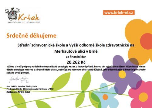 Zajištění charitativních akcí Ve školním roce 2016/2017 se žáci naší školy zapojili do mnoha charitativních akcí.