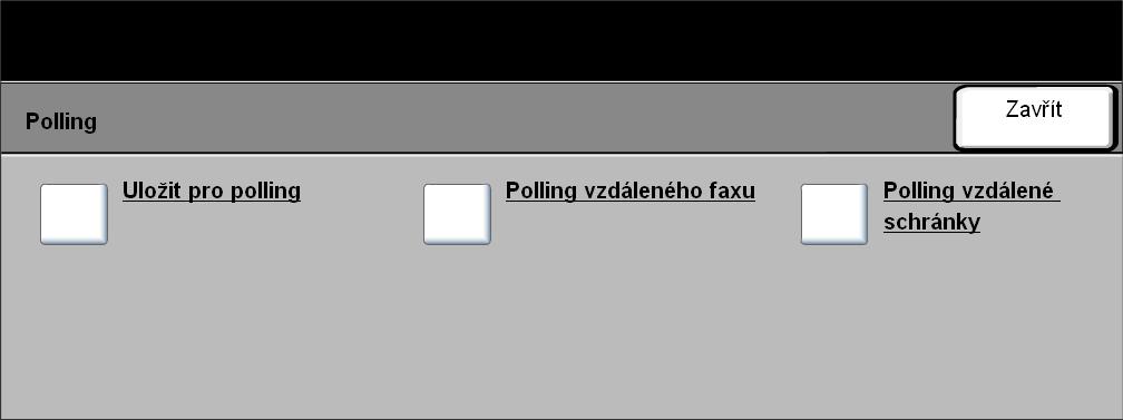 Polling Funkce polling umožňuje ukládat faxové dokumenty do paměti přístroje za účelem vyvolání jiným vzdáleným faxovým přístrojem nebo odeslat výzvu k odeslání dokumentu ze vzdáleného faxového