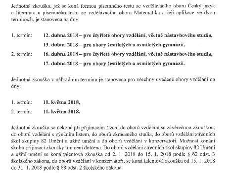 PŘIJÍMACÍ ŘÍZENÍ NA STŘEDNÍ ŠKOLY ŠKOLNÍ ROK 2017/2018 Přihlášky na střední školy s talentovou zkouškou (konzervatoře, umělecké školy, SŠDAM Prostějov, Art Econ Prostějov a jiné) je nutné podat do 30.