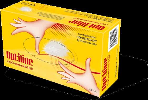 Rukavice vinylové Vyšetřovací rukavice vinylové OPTILINE, bezpudrové, 100 ks Vyšetřovací rukavice vinylové OPTILINE Nutouch, nepudrové, 100 ks