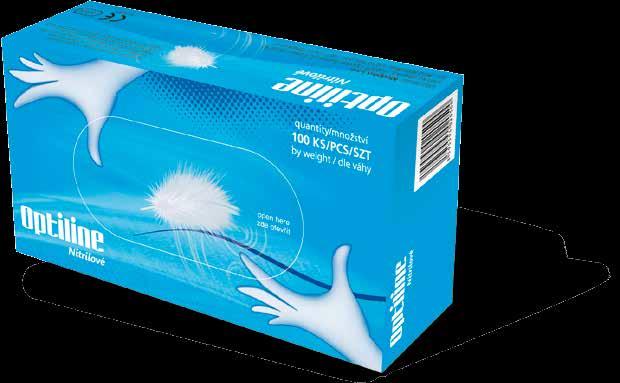 Rukavice nitrilové Vyšetřovací rukavice OPTILINE, nitril, bílé, 200 ks Vyšetřovací rukavice nitril.
