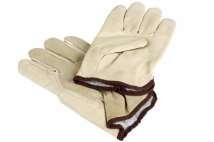 -rukavice kanadského typu, flanelem lemovaná hovězí štípenková kůže, plátěný hřbet s koženým vyztužením, elastický