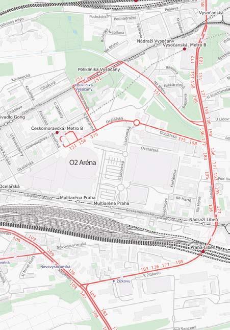 Stanice metra B Českomoravská (vzdálená 400 m / 4 min. chůze) BUS linky 140, 151, 158, 185, 302, 375 (vzdálené 400 m / 4 min.