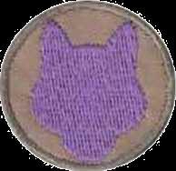 průměr 3,5 cm; strana trojúhelník 2,3 cm výšivka v podkladu barvy košile, rovnostranný trojúhelník v barvě roje, obruba v barvě košile; nepoužívá