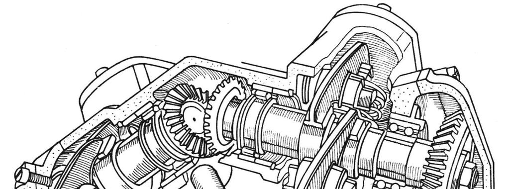 je velmi složité. Toto provedeni bylo již použito např. u závodních motocyklových motorů Rudge Whitworth 250 cm 3 (obr. 22). Řešení rozvodu OHC u motoru Hopwood BSA je na obr. 23.
