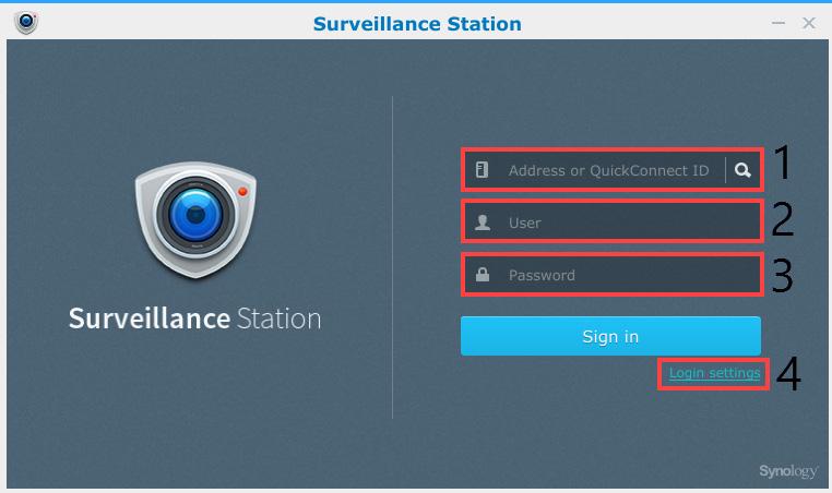 Kapitola 3 Přihlašování do služby Surveillance Station Tato kapitola představuje postup, jak se přihlásit do služby Surveillance Station prostřednictvím zařízení VisualStation a využívání kompletní