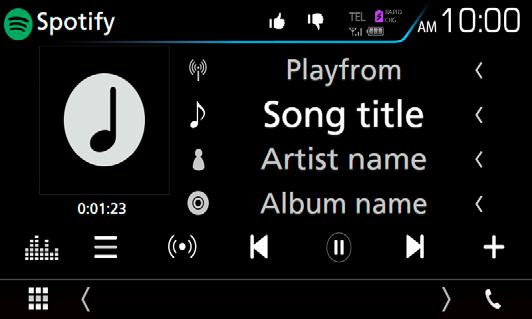 APPS Android Auto /Apple CarPlay/Mirroring Ovládání Spotify Toto zařízení můžete použít pro poslech aplikace Spotify.