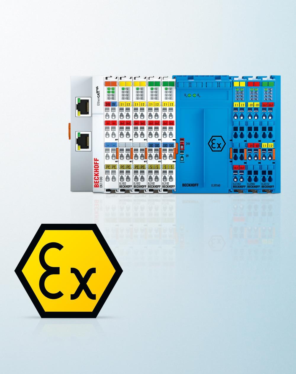 ELX Kompaktní I/O s jiskrovou bezpečností: EtherCAT Terminály pro použití ve výbušném prostředí ELX série: EtherCAT Terminály zajišťující jiskrovou bezpečnost ve 12 mm terminálu