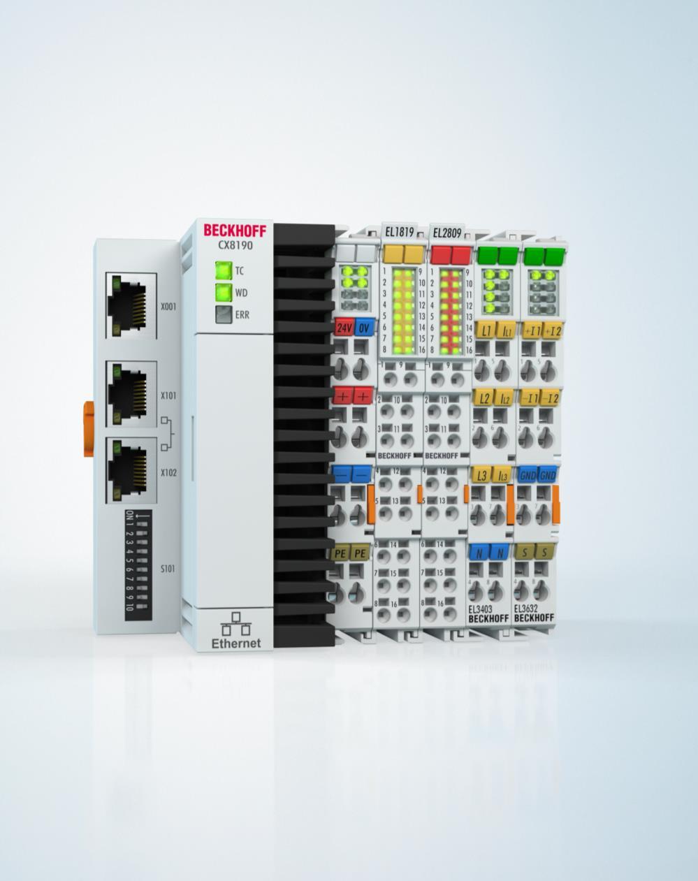 CX8190 Embedded PC pro Ethernet ARM Cortex -A9, 600 MHz 512 MB microsd (s možností rozšíření), 1 x microsd slot 512 MB DDR3 RAM 1 x RJ45 (Ethernet), 2 x RJ45
