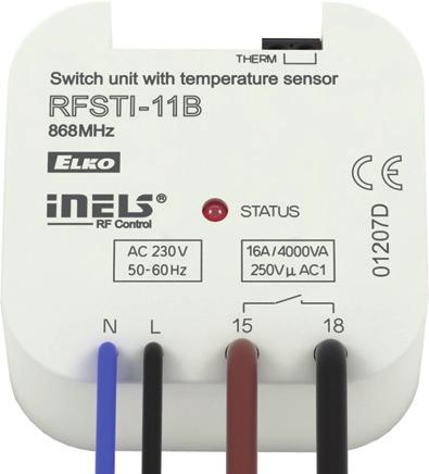 RFSTI-11B Spínací prvek s teplotním senzorem 43 RFSTI-11B/30V RFSTI-11B/10V RFSTI-11B/4V apájecí napětí: Příkon zdánlivý: Příkon ztrátový: Tolerance napájecího napětí: Vstup pro měření teploty:
