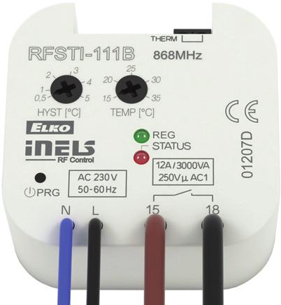 58 RFSTI-111B Ochranný teplotní prvek Teplotní prvek s 1 výstupním kanálem slouží jako ochrana místnosti proti podchlazení / přehřátí, kde vlivem teploty může dojít k poškození nábytku a spotřebičů.
